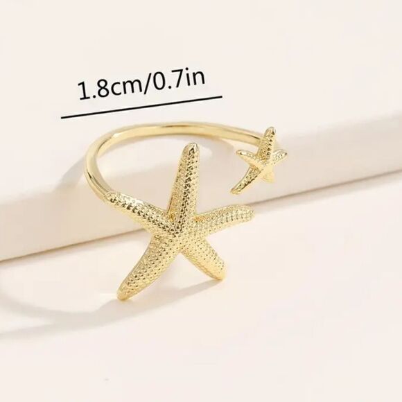 Starfish cuff ring gold tone - Picture 2 of 8